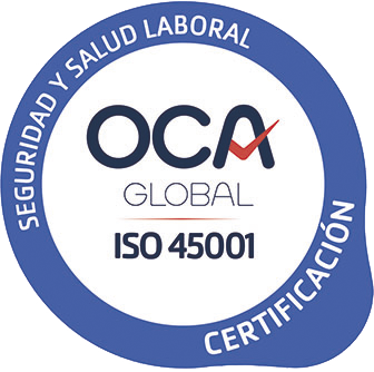 Sello de certificación ISO 45001 de seguridad y salud laboral, OCA Global