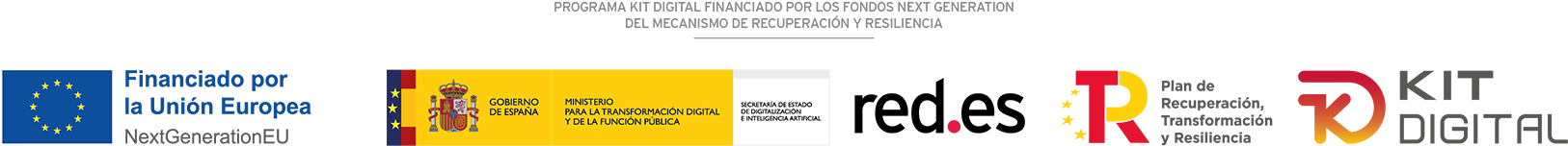 Logotipo del programa Kit Digital, financiado por red.es, el Gobierno de España y la Unión Europea